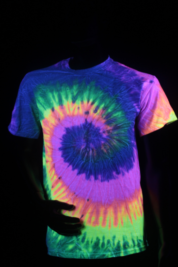 T-shirt UV neon Tie Dye rainbowl L