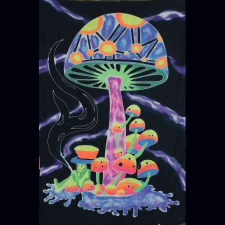 Tenture fluorescente psychedelic mushrooms