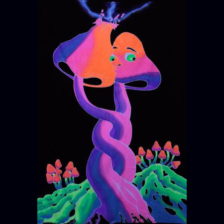 Tenture fluo UV Love mushrooms