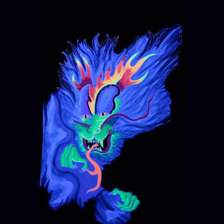 Tenture fluo UV Dragon