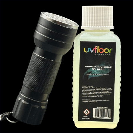 Kit formation hygiène des mains : Torche UV + colorant gel hydroalcoolique invisible UV 100ml  