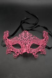 Masque vénitien rose fluo en dentelle UV