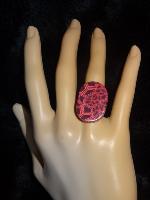 Bague ovale millefiori rose en pâte polymère