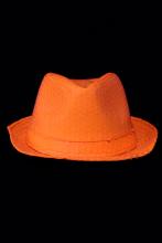 Chapeau orange fluo tissus à strass 