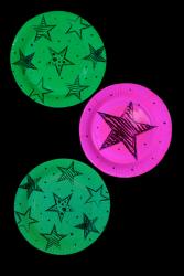 Assiette fluo motif étoiles 23 cm - lot de 6 