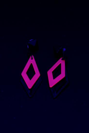 Boucles d'oreilles rose fluo UV  losange 