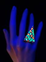 Bague triangulaire millefiori en pâte polymère