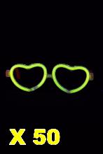 Kit de 50 lunettes coeur lumineuses jaune