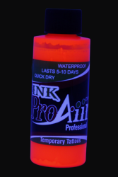 ProAiir INK Orange Fluo- Encre Tatougage Temporaire pour aérographe- 5-10 jours- 2oz (60 ml) - Water
