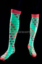 Chaussettes jaunes fluo longues motif cœur