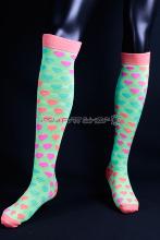 Chaussettes jaunes fluo longues motif cœur