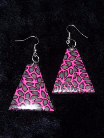 Boucles d'oreille millefiori  trapèzes en pâte polymère