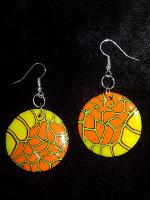 Boucles d'oreille millefiori effet craquelé en pâte polymère