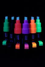  Lot de 6 POSCA 8 mm : 5 couleurs Fluo UV + Noir