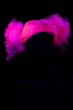 Perruque à couettes rose fluo avec cheveux frisés