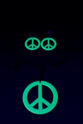 Set vert fluo UV collier et boucles d'oreilles Hippie