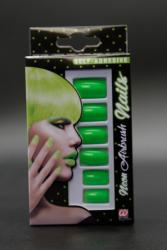 Faux ongles vert fluo UV adhésifs