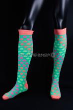 Chaussettes vertes fluo longues motif petits pois