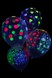 25 ballons baudruche ovales étoiles fluo Ø30 cm