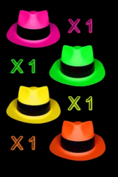 Chapeaux fluo Al capone - 4 pièces 