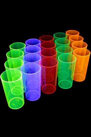 50 Verres fluo réutilisables long drink 29cl - 5 couleurs UV