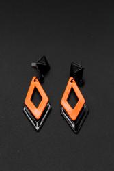 Boucles d'oreilles orange fluo UV  losange 