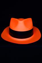Chapeau orange fluo Al Capone avec bandeau noir