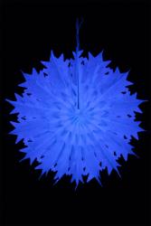 Éventail fluo en papier flocon blanc - 48 cm
