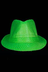 Chapeau vert fluo tissus à strass 