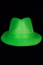 Chapeau vert fluo tissus à strass 