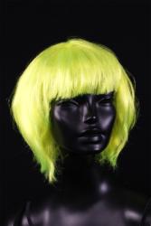 Perruque coupe carré jaune fluo UV