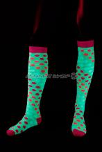 Chaussettes jaunes fluo longues motif petits pois