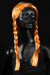 Perruque orange fluo longue tresses 