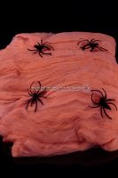 Toile d'araignée fluorescente UV Orange 100g + araignées: 3 blanches 3 noires