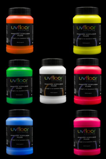 Pack Peinture fluo acrylique 7 couleurs 250 ml