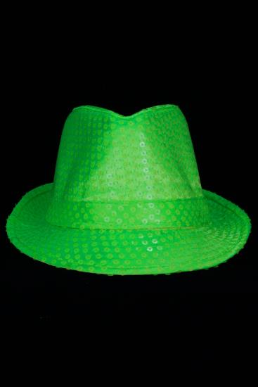 Chapeau vert fluo tissus à strass 