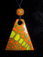 Pendentif millefiori effet craquelé en pâte polymère