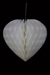 Déco cœur fluo blanc alvéolé - 30 cm