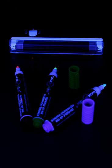 Kit de marquage UV invisible 3 marqueurs permanent + lampes UV 4W 