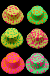 Lot de 6 chapeaux fluo canotier étoiles et coeurs