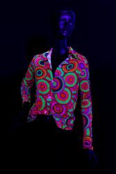 Chemisier années 70 fluo femme SMALL-MEDIUM