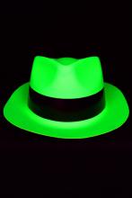 Chapeau vert fluo Al Capone avec bandeau noir