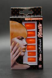 Faux ongles orange fluo UV adhésifs