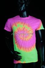 T-shirt UV neon Tie Die jaune et rose L