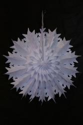 Éventail fluo en papier flocon blanc - 48 cm