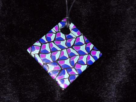 Pendentif millefiori carré en pâte polymère