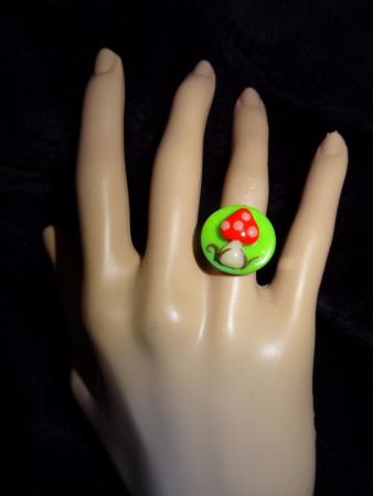 Bague « nature enchantée » amanite tue-mouche