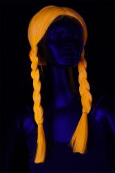 Perruque orange fluo longue tresses 