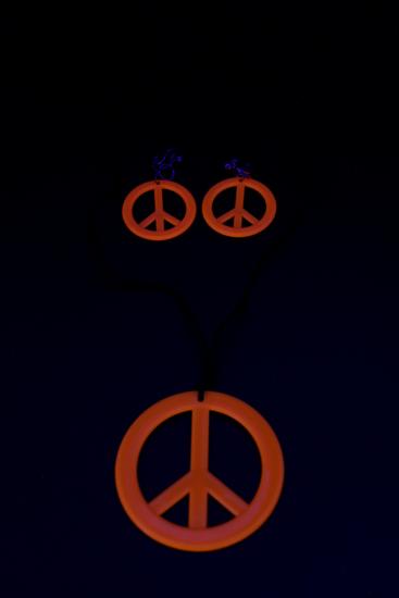 Set orange fluo UV collier et boucles d'oreilles Hippie