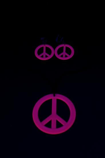 Set rose fluo UV collier et boucles d'oreilles Hippie 
